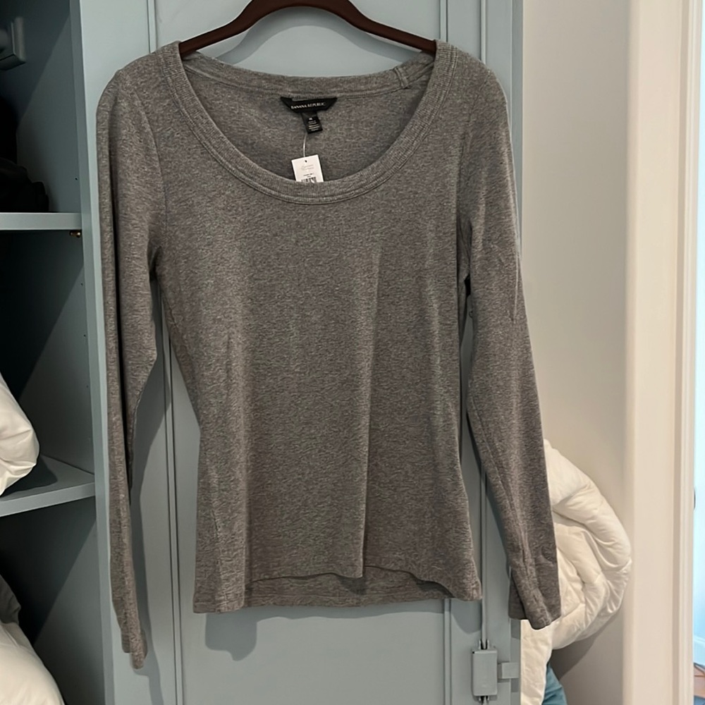 Banana Republic Ribbed Scoopneck Long Sleeve Tee NWT